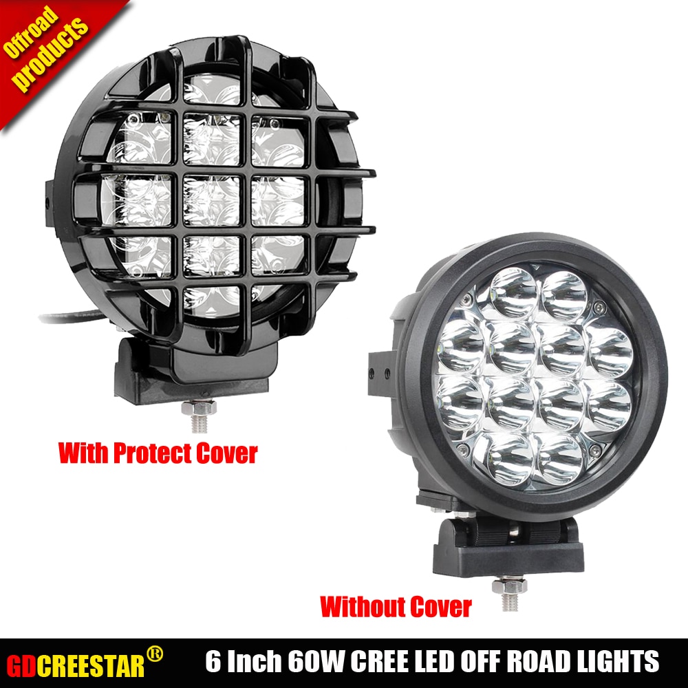 GDCREESTAR 6 inch LED Verlichting Ronde 60 W led spot lights 12 V 24 V Off Road 4WD ATV UTV Motorbike Boot 6 "LED Rijden Licht x1pc