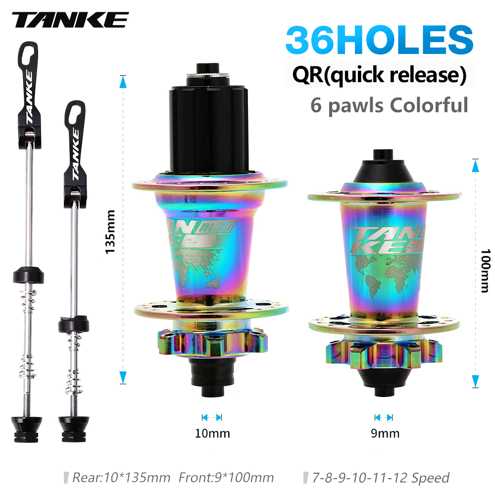 TANKE Ultralight MTB Bicycle Hub 6 Pawls 6 Bearing Freehub 120 Click 36H 7-12 Speed 6 Nail Bike Disc Brake Hubsets Cycling Parts