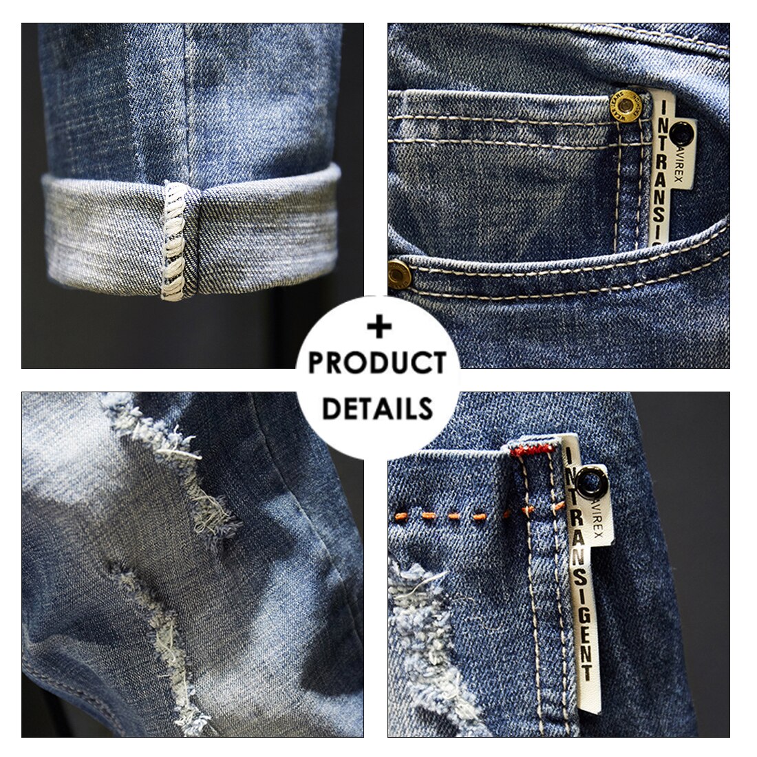 KANCOOL Heren Jeans Gaten Verzwakte Hiphop Ripped Skinny Stretch Slim Been Streetwear Verontruste Moto Biker Jeans Mannelijke Denim Broek