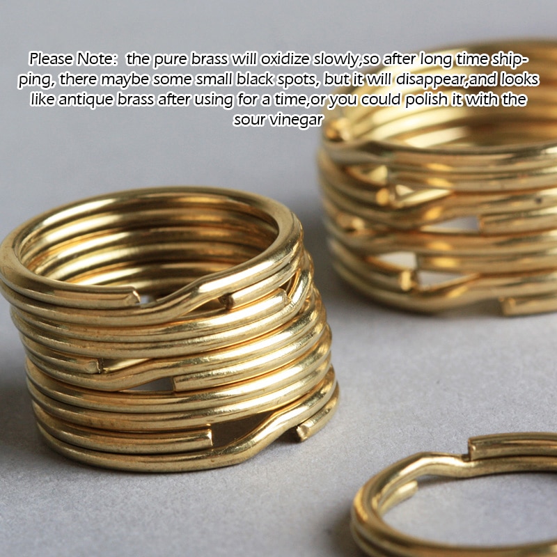 WUTA 50 Pcs Solid Brass Key Rings Chain Hook Hardware Split Ring (Never Fade) Round Key Holder Leather Craft DIY Accessories