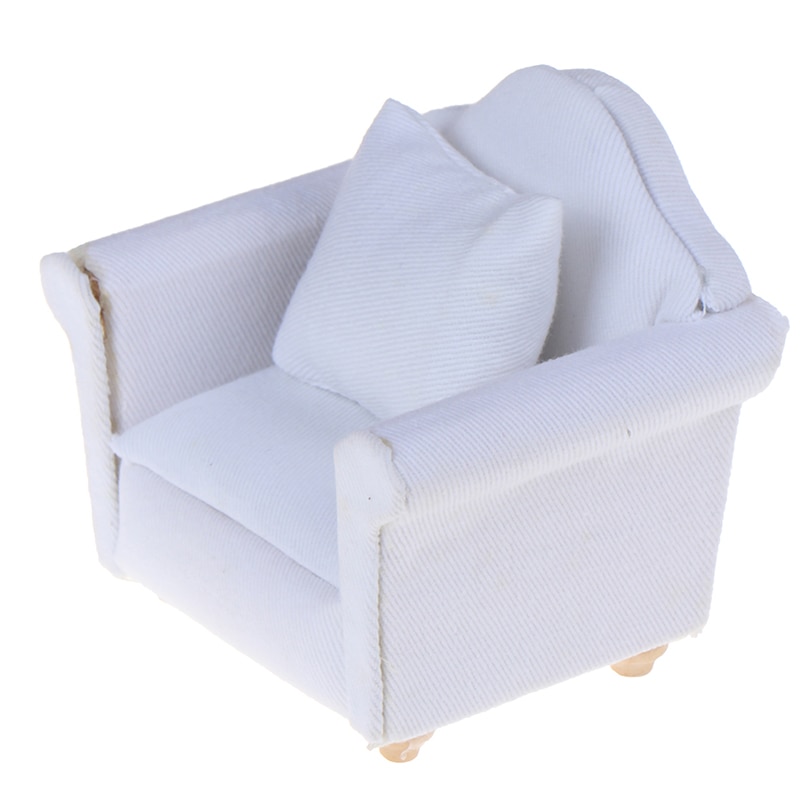 1/12 Dollhouse White Sofa with Back Cushion Mini Sofa Chair Furniture Model Toys for Doll House Decoration Miniature Accessories: 8cmx7cmx6.5cm