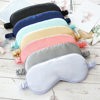 1Pc Faux Silk Eyeshade Sleeping Eye Mask Cover Eyepatch Blindfold Solid Portable Rest Relax Eye Shade Cover Soft Pad