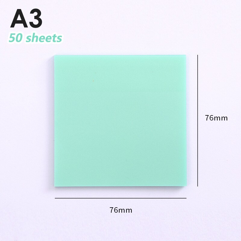 50 Sheets Transparent Sticky Note Pads Waterproof Adhesive Memo Notepad School Office Supplies Stationery: A3
