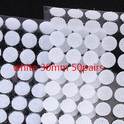 Selbst Klebe Verschluss Band Haken und Schleife verrotten Gelb Grün Blau Punkte Aufkleber Runde Starken Klebstoff Dual Band 10mm 15mm 100Paare: 30mm Weiß50 Paar
