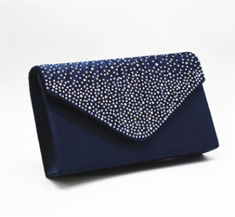 Women Evening Shoulder Bag Party Prom Wedding Lady Clutch Envelope Handbag Evening Bags: Navy Blue