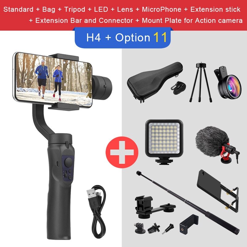 EKEN H4 3 Axis Handheld Stabilizer Cellphone Video Record Smartphone Gimbal For Action Camera phone