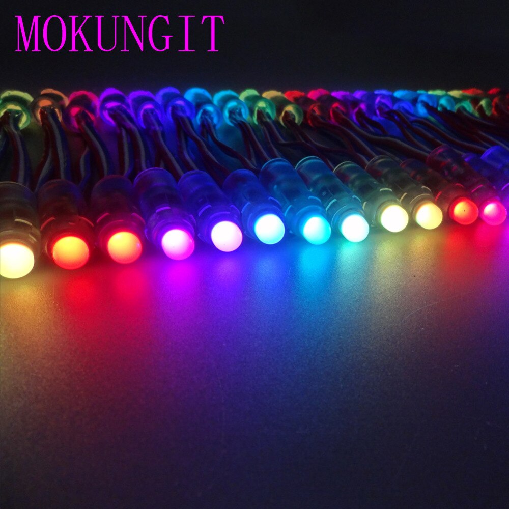 1 string (50pcs/string) WS2811 12mm 1 led pixel module F8 RGB node waterproof RGB LED White string round outdoor advertising