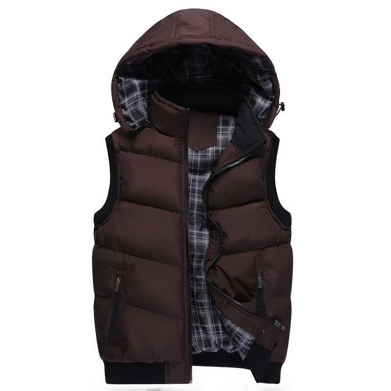 Mode Mouwloze Jas Heren Herfst Winter Vesten Mannelijke Katoen Gevoerde Vesten Mannen Hooded Thicken Vesten Veste Homme