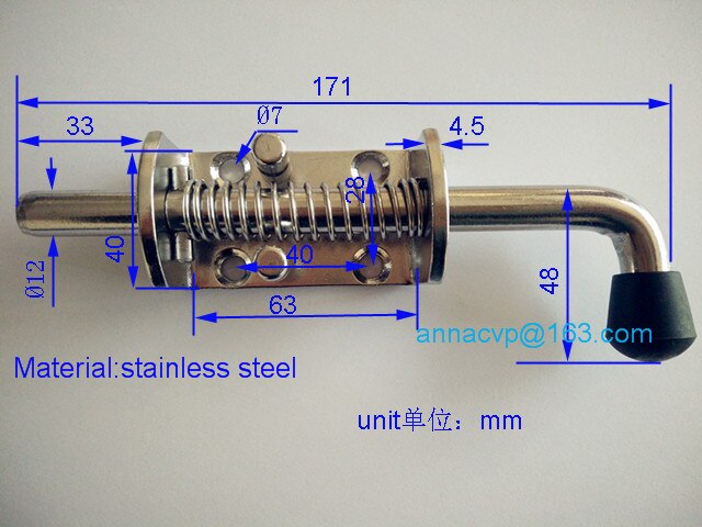 stainless steel Tailgate Latch Fastener Lock Spring Loaded 12mm x 171mm spring loaded catches,Truck Trailer Ute trailer parts