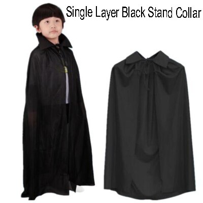 Black Red Children Halloween Cosplay Costume Theater Prop Death Hoody Cloak Devil Mantle AB Wear Long Tippet Adult Hooded Cape: single layer no cap / L