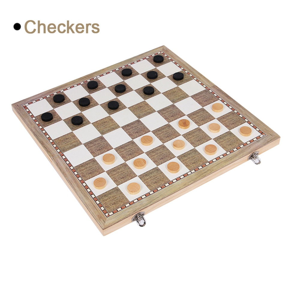 3 in 1 Foldable Wooden Chess Board Set Travel Games Chess Backgammon Checkers Toy Chessmen Entertainment Game Board Toys I1