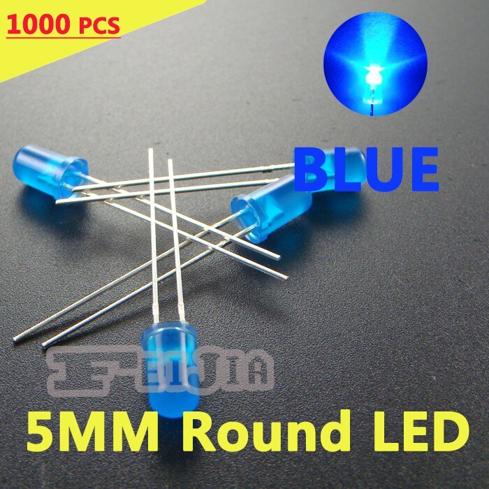 1000 stks/partij 5mm Blauwe Ronde LED Diode Lndicator lichten Super bright [Blue] DC3.0-3.2V