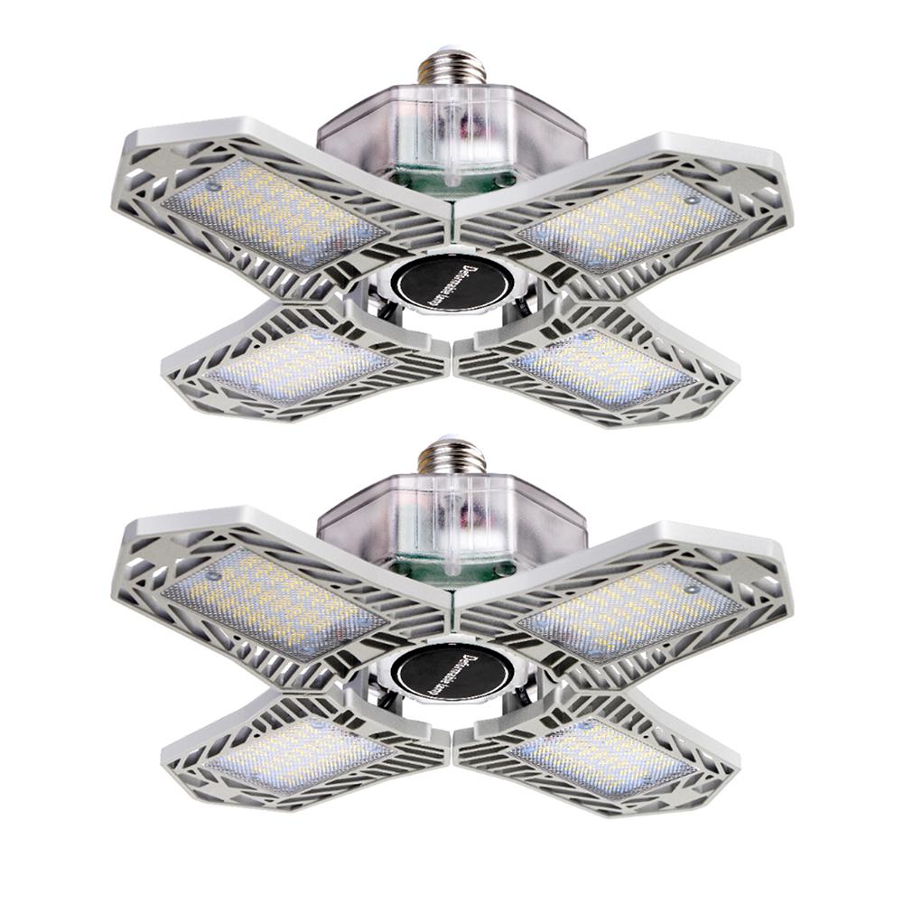 IP65 Waterpoof LED Garage Light 150W 15000LM Deformable Adjustable Garage Lamp High Bay Light for Workshop Parking Warehouse: Silver 2pcs