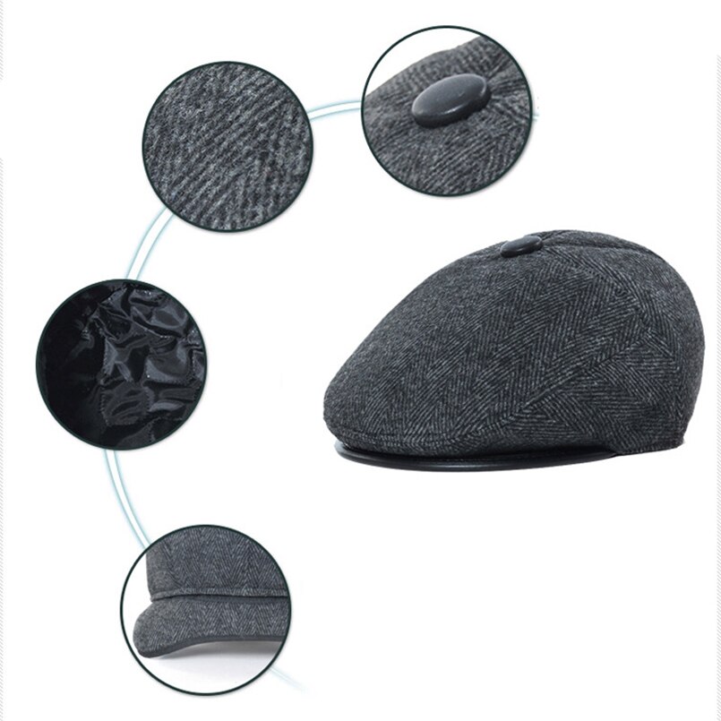 Rayson Heren Platte Baret Cap PU Leer Winter Warm Vintage Zachte Hoed Rayson Heren Platte Baret Cap PU Leer Winter Warm Vintage Zachte Hoed
