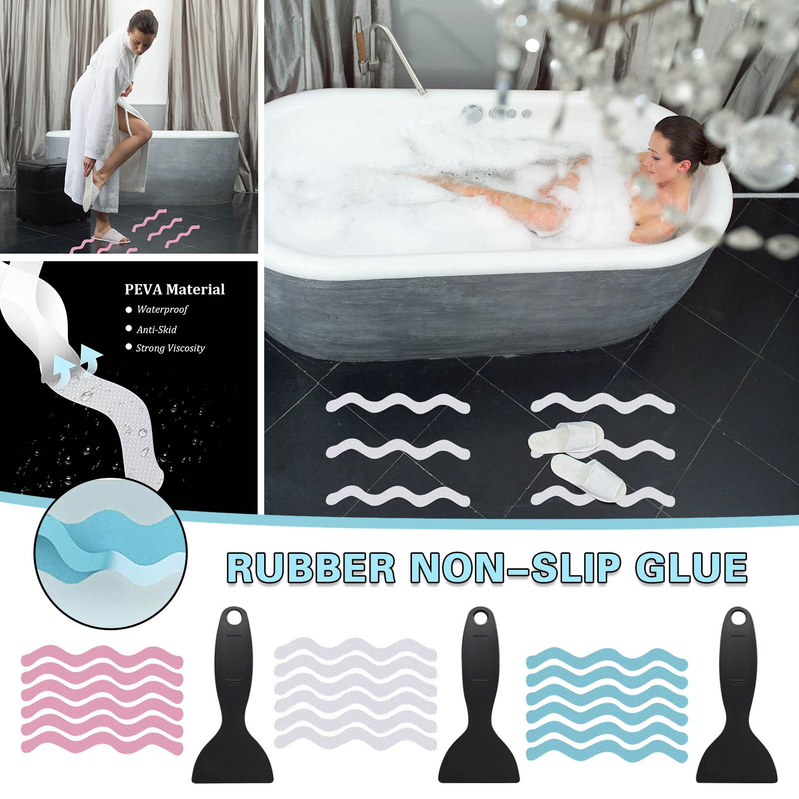 6Pcs Bad Sticker Antislip Bad Sticker Veiligheid Wastafel Douche Sticker Lijm Keuken Badkamer Vloer Decoratie