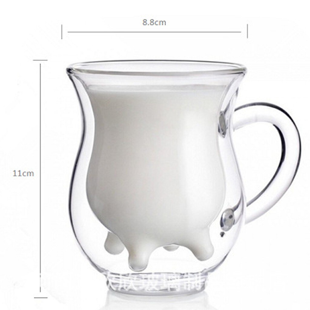 Milch Glas Tasse KUH Euter bilden doppelwandige klare glas milch kaffee becher tasse griff Glas Klar Wein Bahre Glas küche Getränk