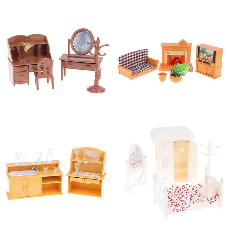 1:12 Miniature Furniture Toys Dolls Kids Baby Room Play Toy Forest Animal Family DIY Miniatura Dollhouse Furniture For kids