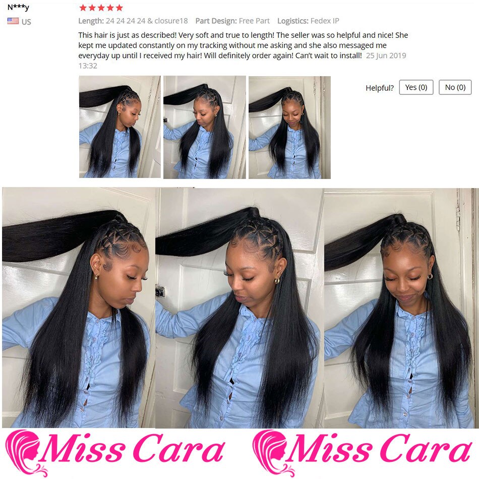 Tissage en lot malaisien Remy 100% naturel-Miss Cara | Cheveux lisses, couleur naturelle, même Direction, cuticules, 1 lot