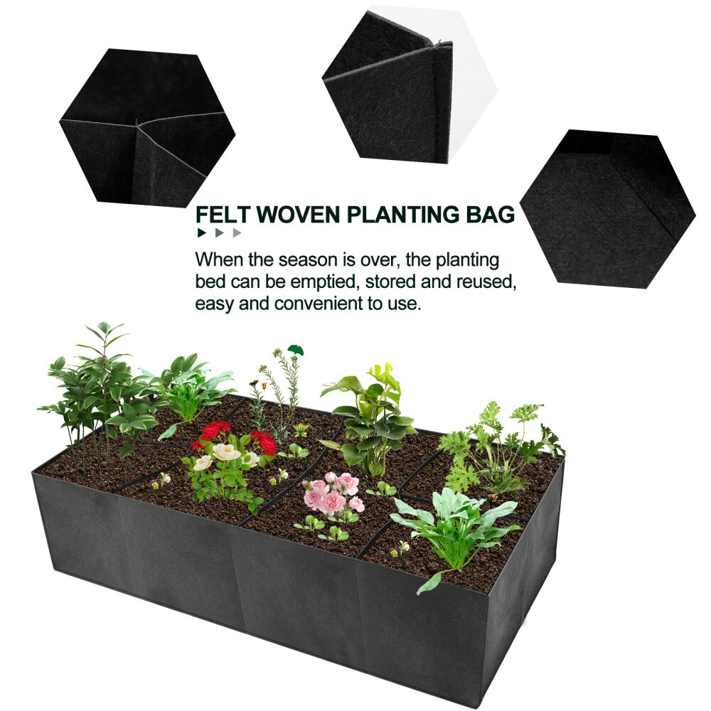 Planting Bag Garden Beds Vegetable Planters Rectangle Growing Packets Reusable Black 30cm High For Vegetables Flowers Felt Bags