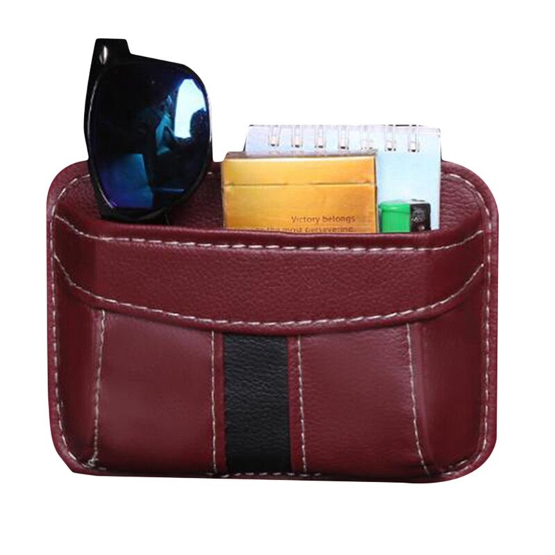 1PC Car Storage Bag Pocket Cage Car Seat Car Door Crack Debris Hanging Mobile Phone Storage Shelf Storage Box: red