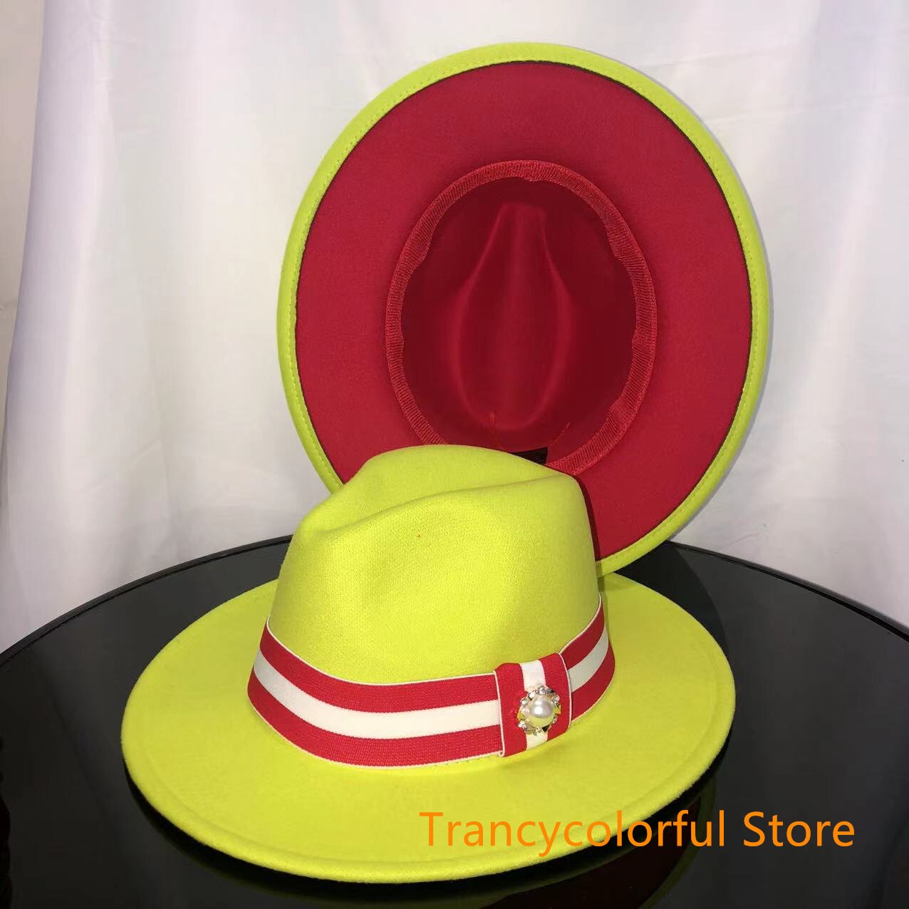 Sombrero de Fedora para hombre y mujer, sombrero de jazz con cinta elástica, accesorios blancos, sombrero de copa para iglesia, sombrero de invierno,: 8