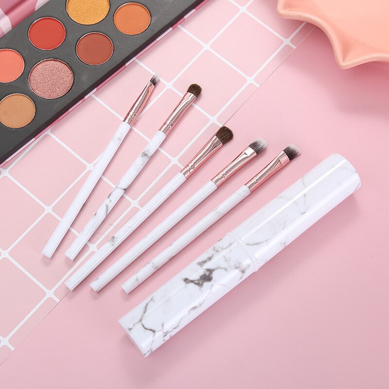 Mofee-Conjunto de brochas para sombra de ojos, Mini pincel de maquillaje portátil con pelo de caballo, delineador de ojos, cejas, labios, herramientas de belleza, 5 uds.: A