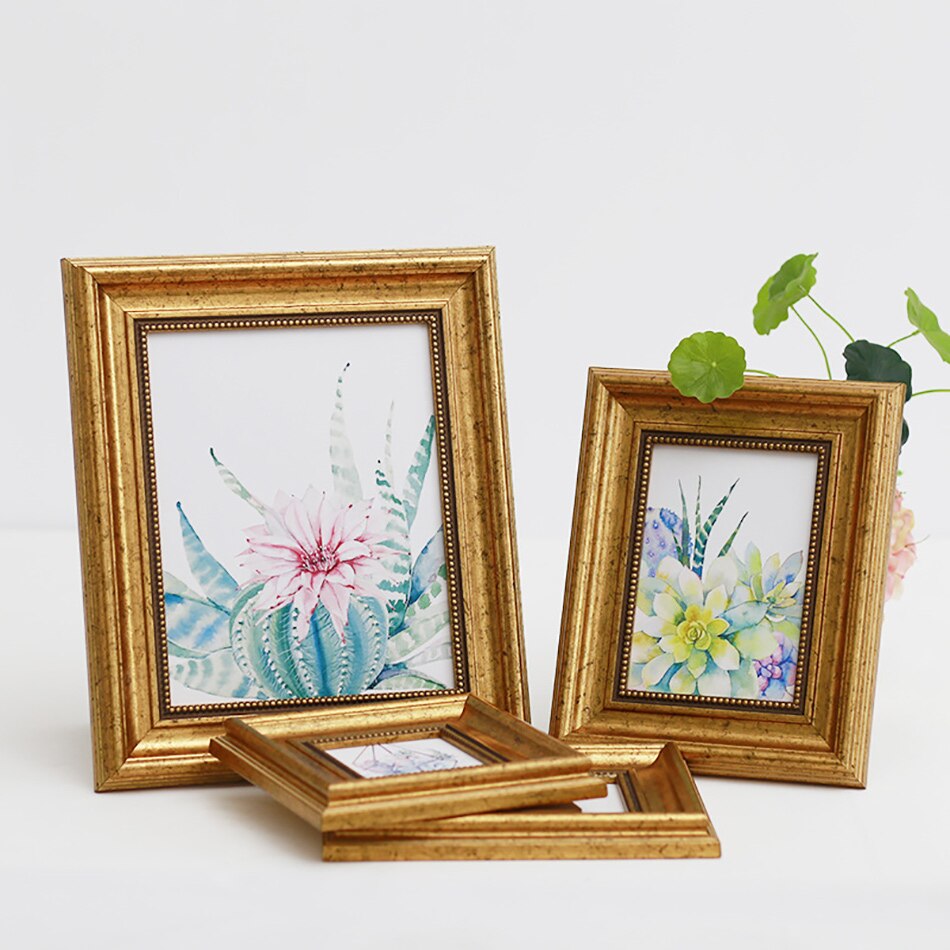 Antique Gold Photo Frame For Bedroom Memory Picture/Painting/Certificate Display,Table Frame Picture For Wedding Decorative