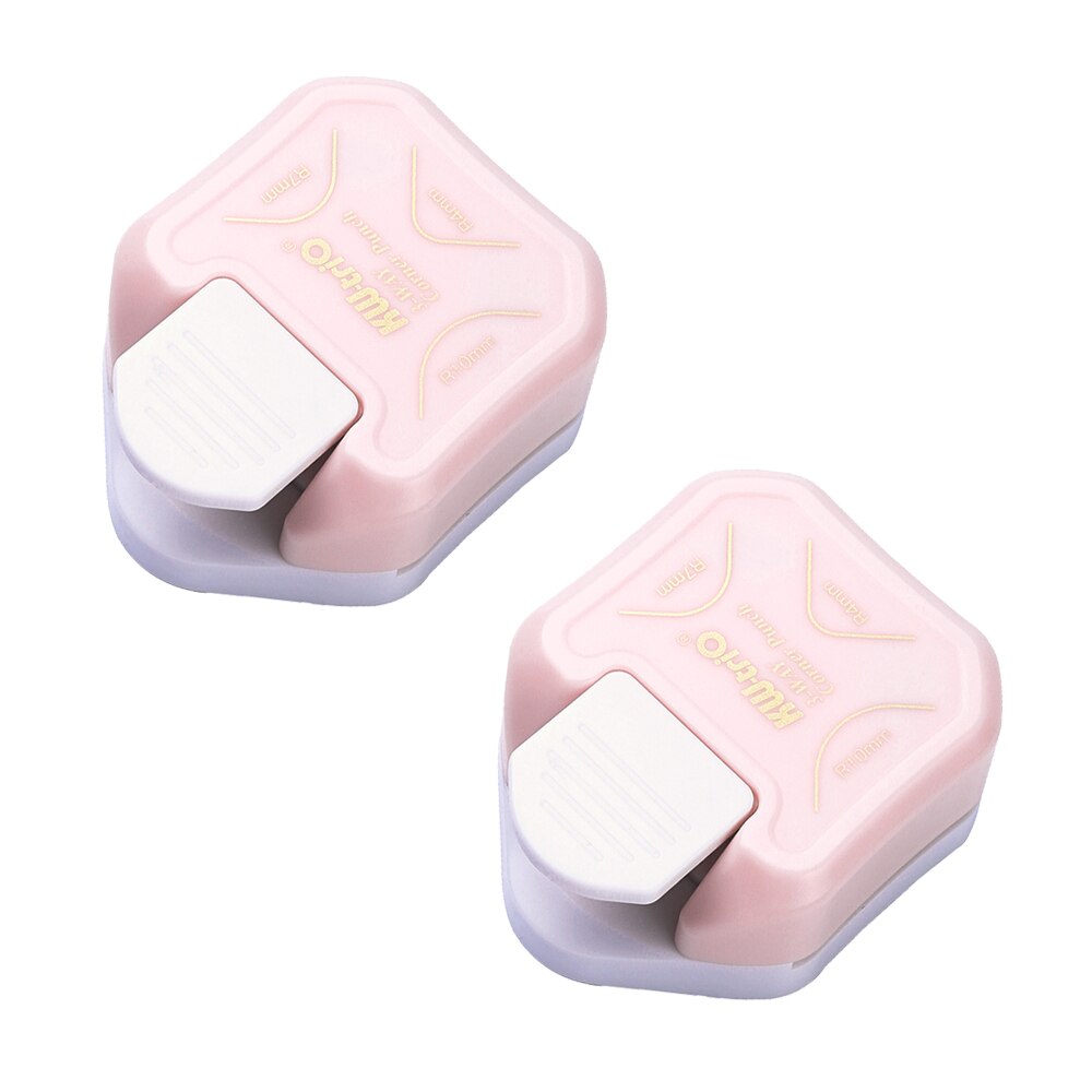 R4 R7 R10 3 In 1 Corner Rounder Papier Stoten Border Punch Ronde Hoek Paper Cutter Card Scrapbooking Voor Diy handgemaakte Ambachten: Pink 2 Pcs