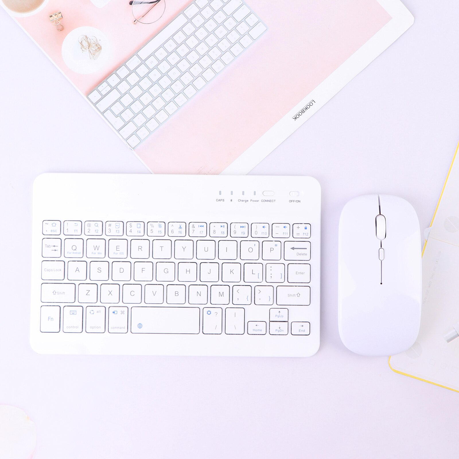 Tablet Wireless Keyboard For iPad Pro 11 12.9 10.5 Teclado, Bluetooth-compatible Keyboard Mouse For iPad 8th 7th Air 4 3 2: white