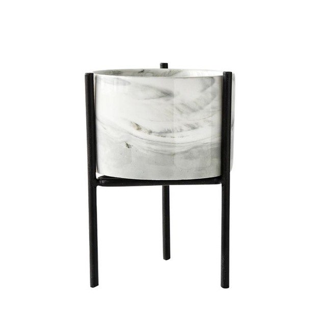 Marmor jern keramiske blomsterpotter rack plantestativ hylde støtte til saftige planter blomster vase hjem havearbejde borddekoration: Sort / S