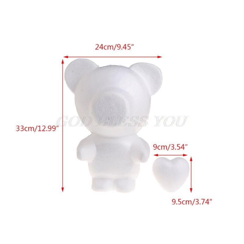 Bolas de poliestireno expandido blanco para modelar osos con forma de corazón, manualidades de poliestireno expandido para manualidades de bricolaje, suministros para fiestas de bodas y decoración de navidad.