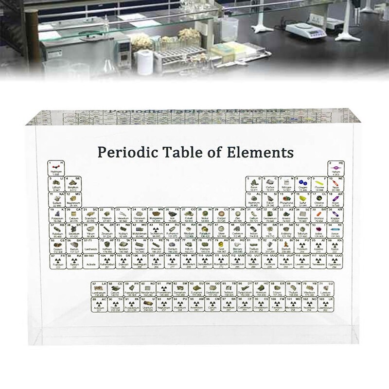 -Acrylic Periodic Table Display Kids Teaching Tool Home Decoration Crystal Chemical s Display