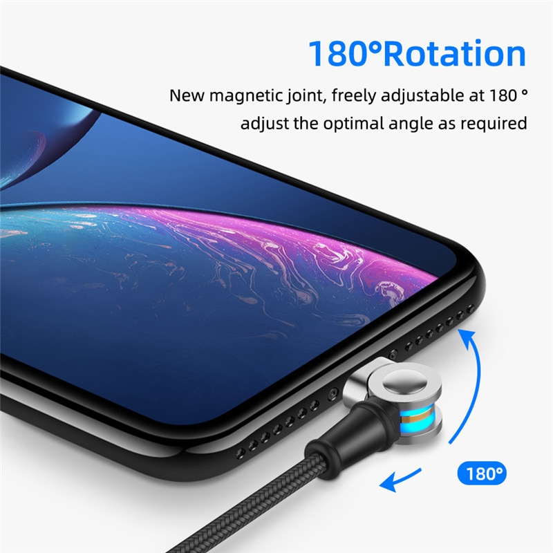 3 IN 1 USB Magnetic Cable 180 Degree Free Rotation Fast Charging for iPhone Type C Micro USB Charge Ports Mobile Phones Charger