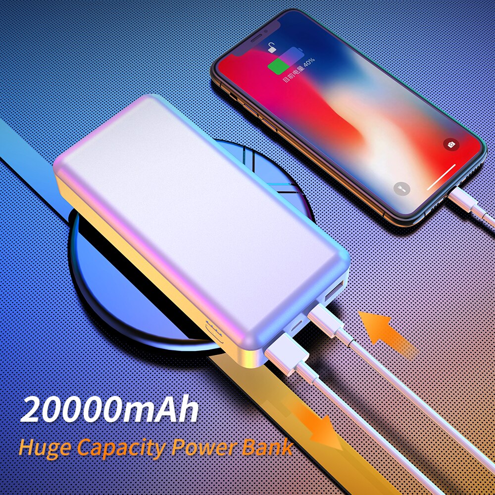 20000Mah Power Bank Draagbare Dual Usb Oplader Powerbank Voor Iphone 11 Pro Xiaomi Mobiele Telefoon Externe Batterij Oplader Powerbank