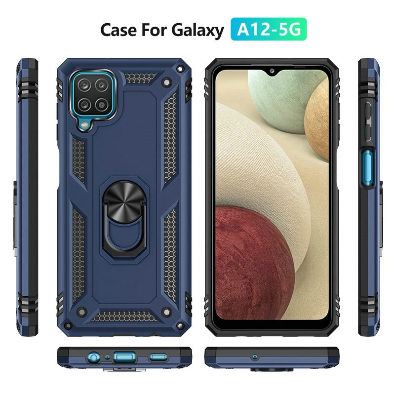 Funda armadura 3D para Samsung Galaxy A12 SM-A125F SM-A125M, carcasa metálica para teléfono móvil