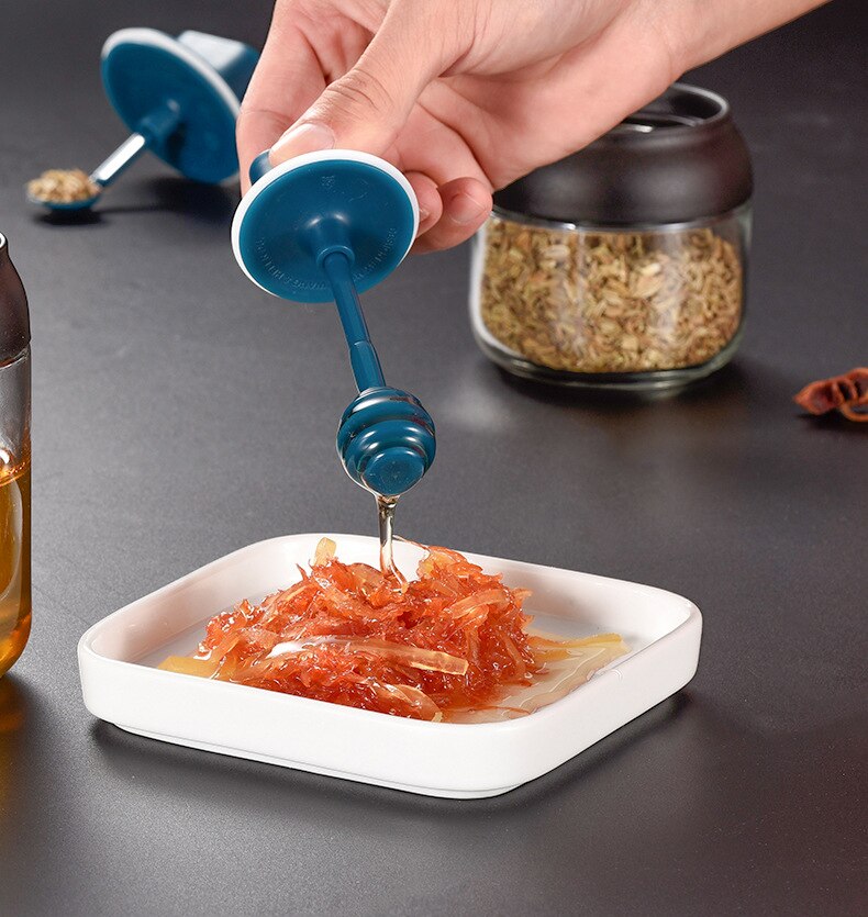Køkken glas krydderier flasker glas sukker salt honning opbevaring krukke 280ml krydderier opbevaring boks med børste ske låg tilbehør 1pc