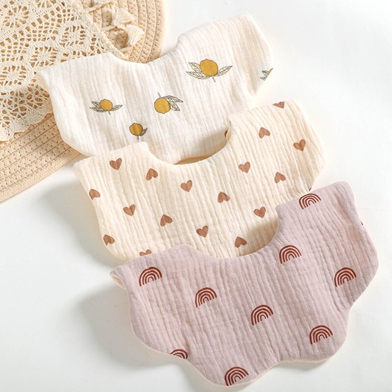 360 ° Draaien Burp Doek Baby Bloemvorm Voeden Bib Bandana Sjaal 6-Lagen Zachte Mousseline Katoen Absorberende Speeksel handdoek Schort QX2D
