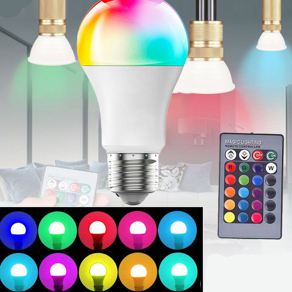 Daakro 16 kleuren RGB-lamp LED veelkleurige lamp E27-basis 220 V huishoudelijke verlichting dimbare LED-spotlamp met afstandsbediening
