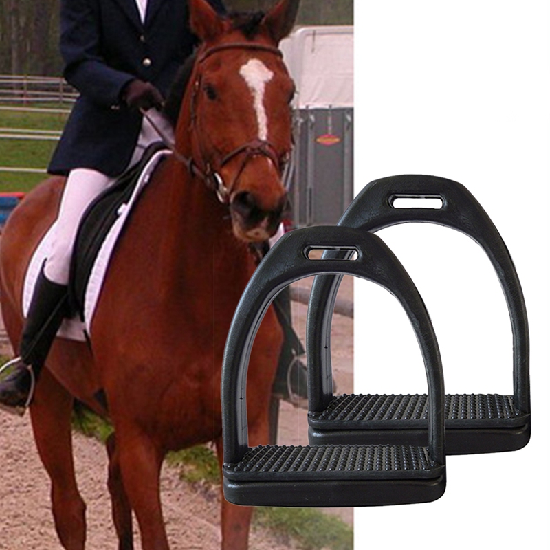 2 uds. Montura de caballo estribo antideslizante espeso Pedal de caballo equipo de seguridad ecuestre suministros equipo de equitación negro