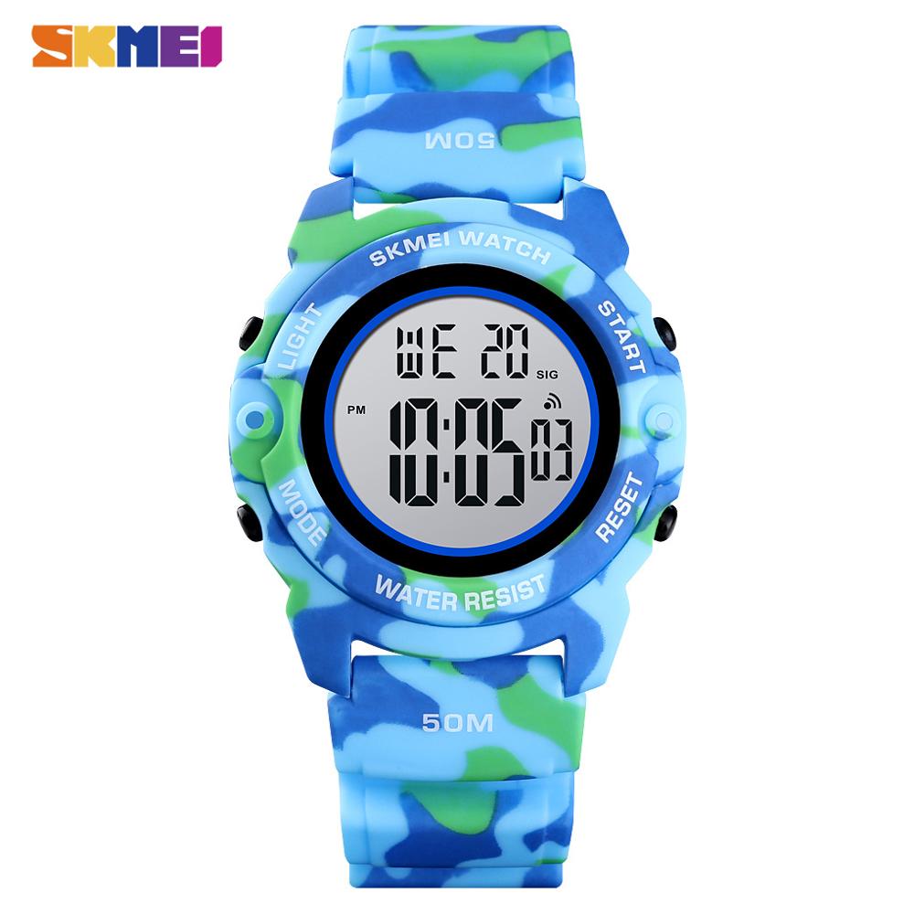 SKMEI Digitale Jungen freundlicher Uhren Zeit Chrono freundlicher Uhr Wasserdicht Camo Sport Stunde Uhr Junge Teenager Armbanduhren: Lightblue camo