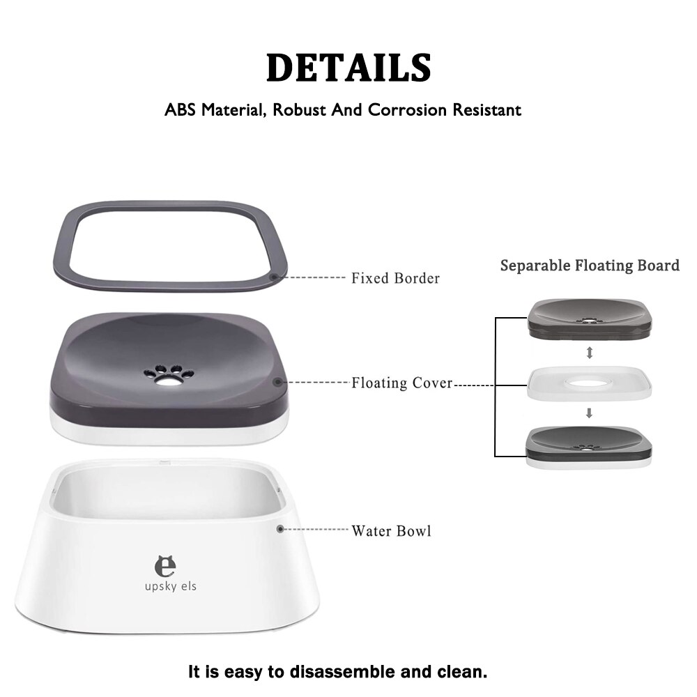 UPSKY 1.5L ciotola per cani senza versamento mangiatoia per acqua lenta bocca antibagnatura ciotola per gatti uso del veicolo distributore di acqua per animali domestici antiscivolo ciotola per acqua