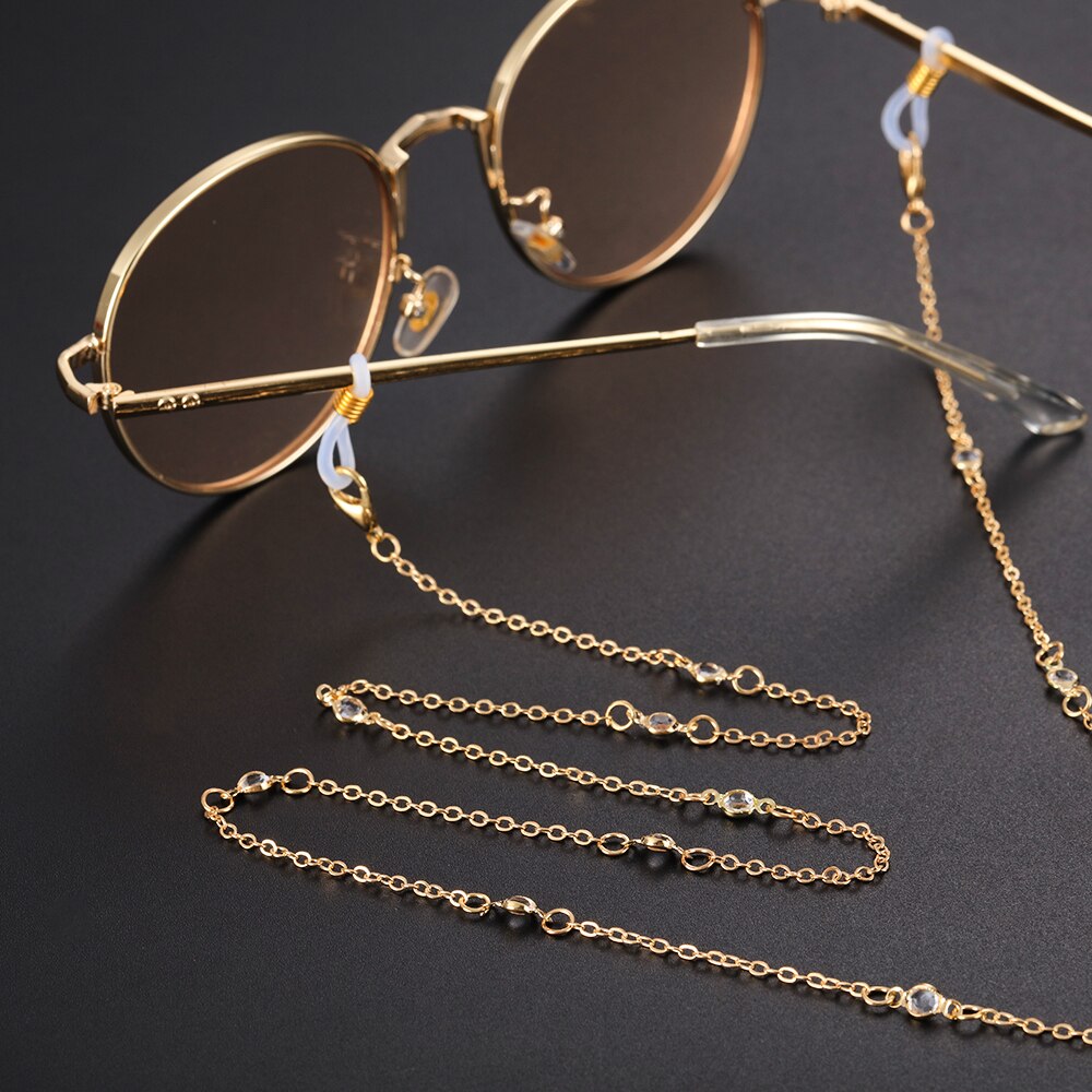Kvinder stjerne indretning guld metal solbriller kæder skridsikre læsebriller holder rem briller holder brille tilbehør: 5