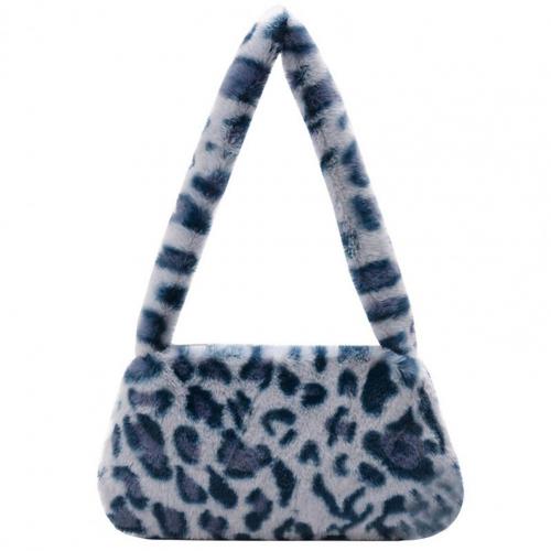 Schultertasche mit leopardenmuster, tragbar, quadratisch, vielseitig kombinierbar, plüsch-achseltasche, bekleidungsaccessoire, tragbare achseltasche mit kuhmuster: Leopardenblau