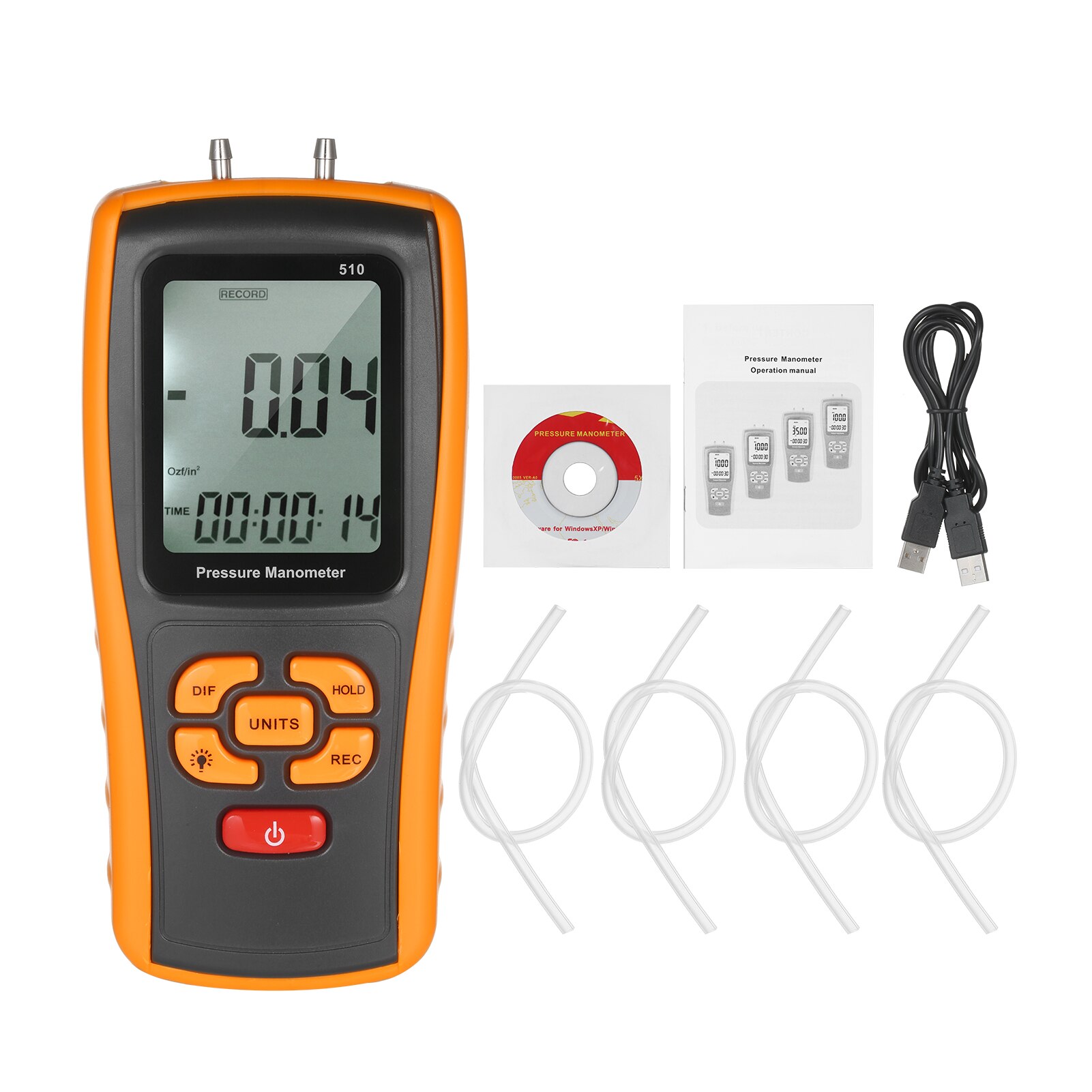 Precision Digital Manometer ±10 kPa Air Pressure Meter Differential Pressure Gauge Micromanometer Pressure Tester