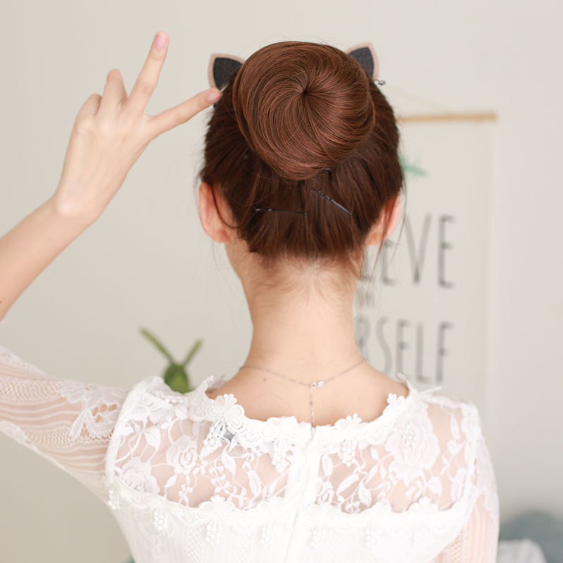 Buqi-extensiones de pelo corto y liso para mujer, moños resistentes al calor, Clip sintético de , accesorios para el cabello