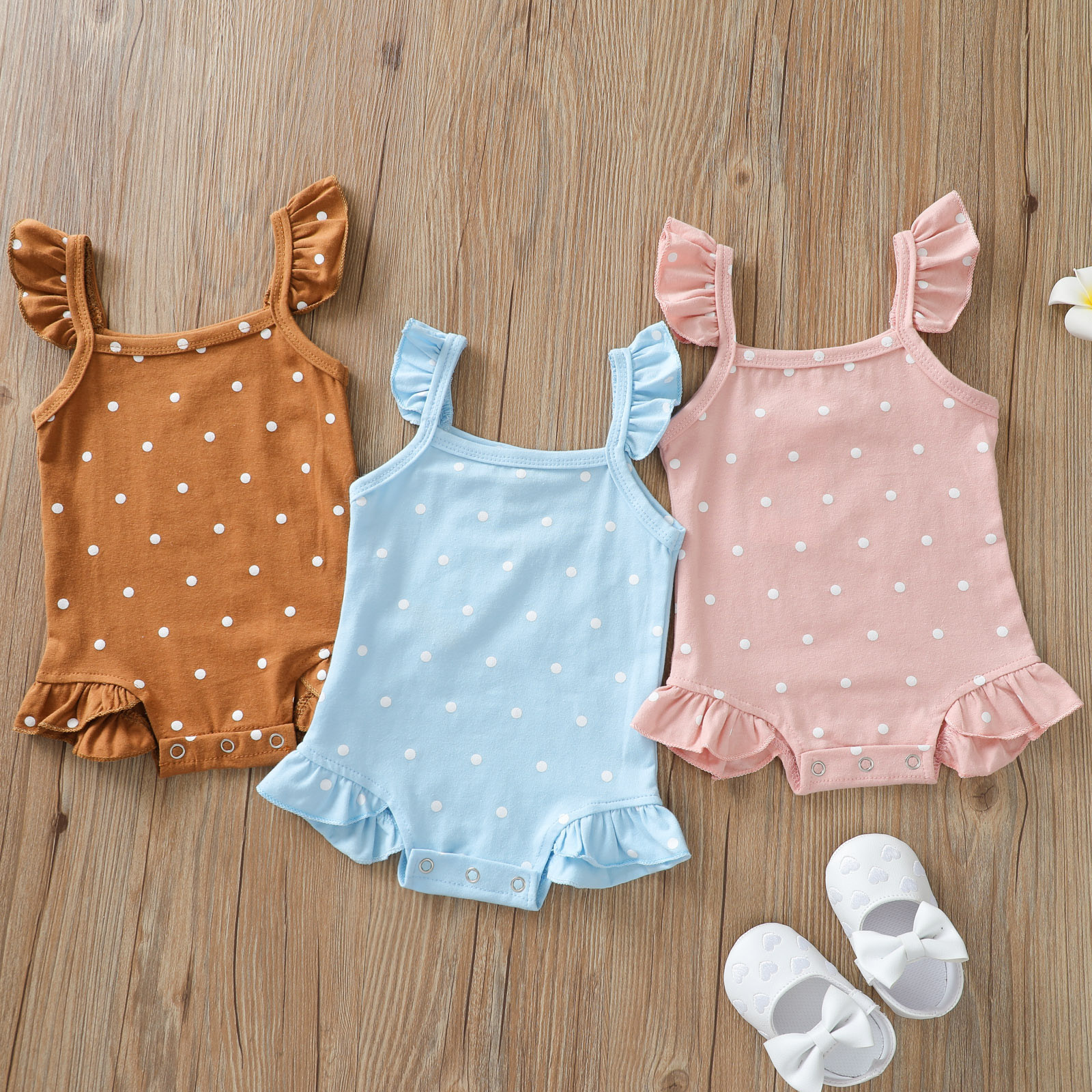 Pagliaccetto per neonato estivo pagliaccetto in cotone con volant senza maniche pagliaccetti per neonati moda abbigliamento per bambini