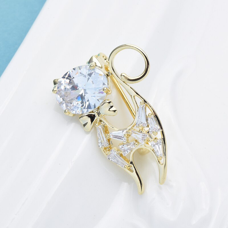 Wuli &amp; baby – broche chat en cristal pour femme et homme, accessoire de , Animal, fête, bureau,