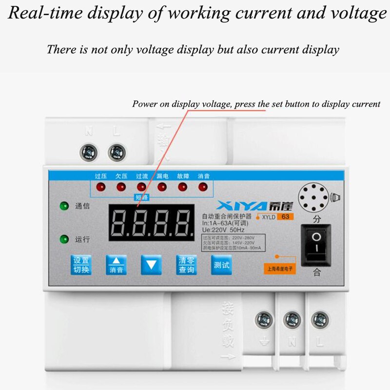 DEWIN Elektriciteitsmeter DIN-rail WiFi, Tuya Slimme Elektriciteitsmeter WiFi AC-meter WLAN met lekstroombeveiliging Overspanningsbeveiliging en onderspanningsbeveiliging 63A AC 230V