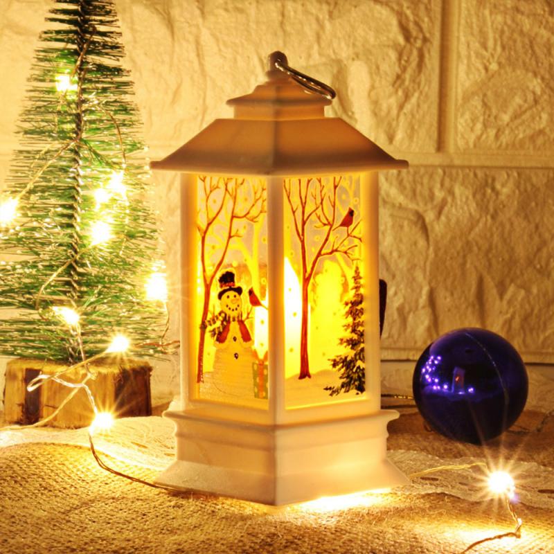 1PC Christmas Light Christmas Santa Claus Snowman Deer Castle Lamp Light Hanging Lantern Decoration Night Light Desktop Decor: 02