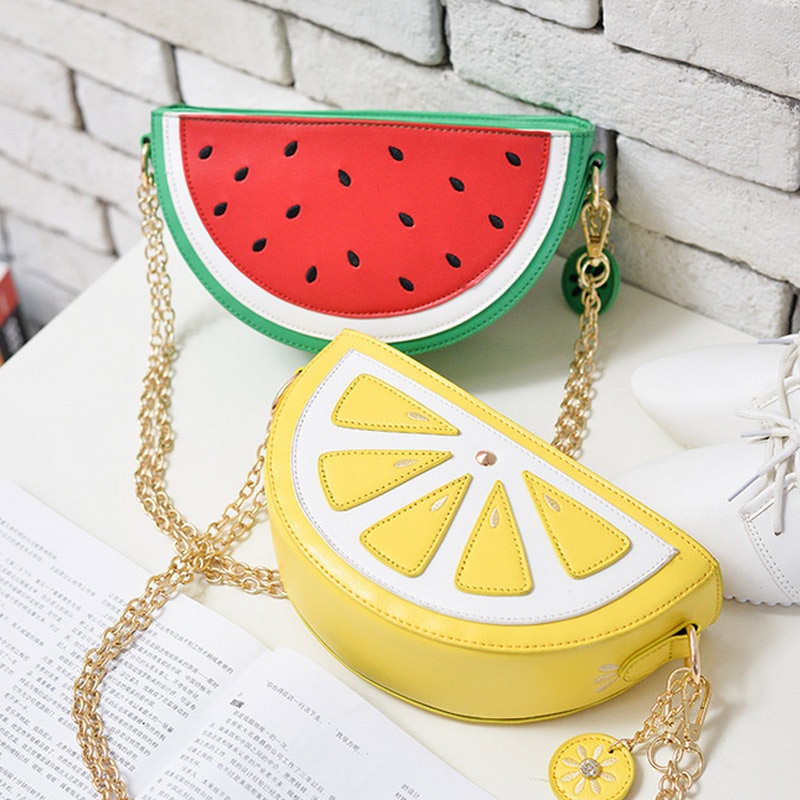Moda feminina bolsas de frutas melancia/laranja bolsa de ombro sacos de couro do plutônio crossbody saco laides messenger bags bolsa feminina